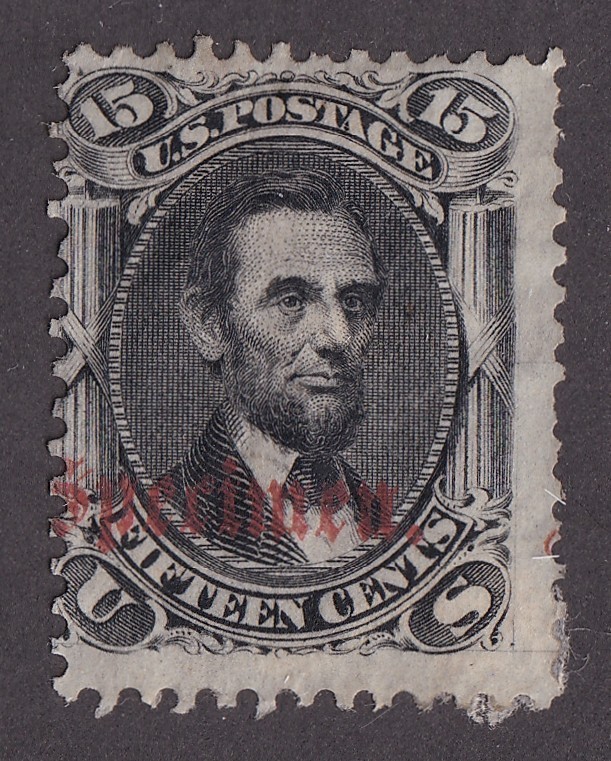 MATT\'S STAMPS US SCOTT #77S ABRAHAM LINCOLN 15-CENT SPECIMEN ISSUE, MH CV$200
