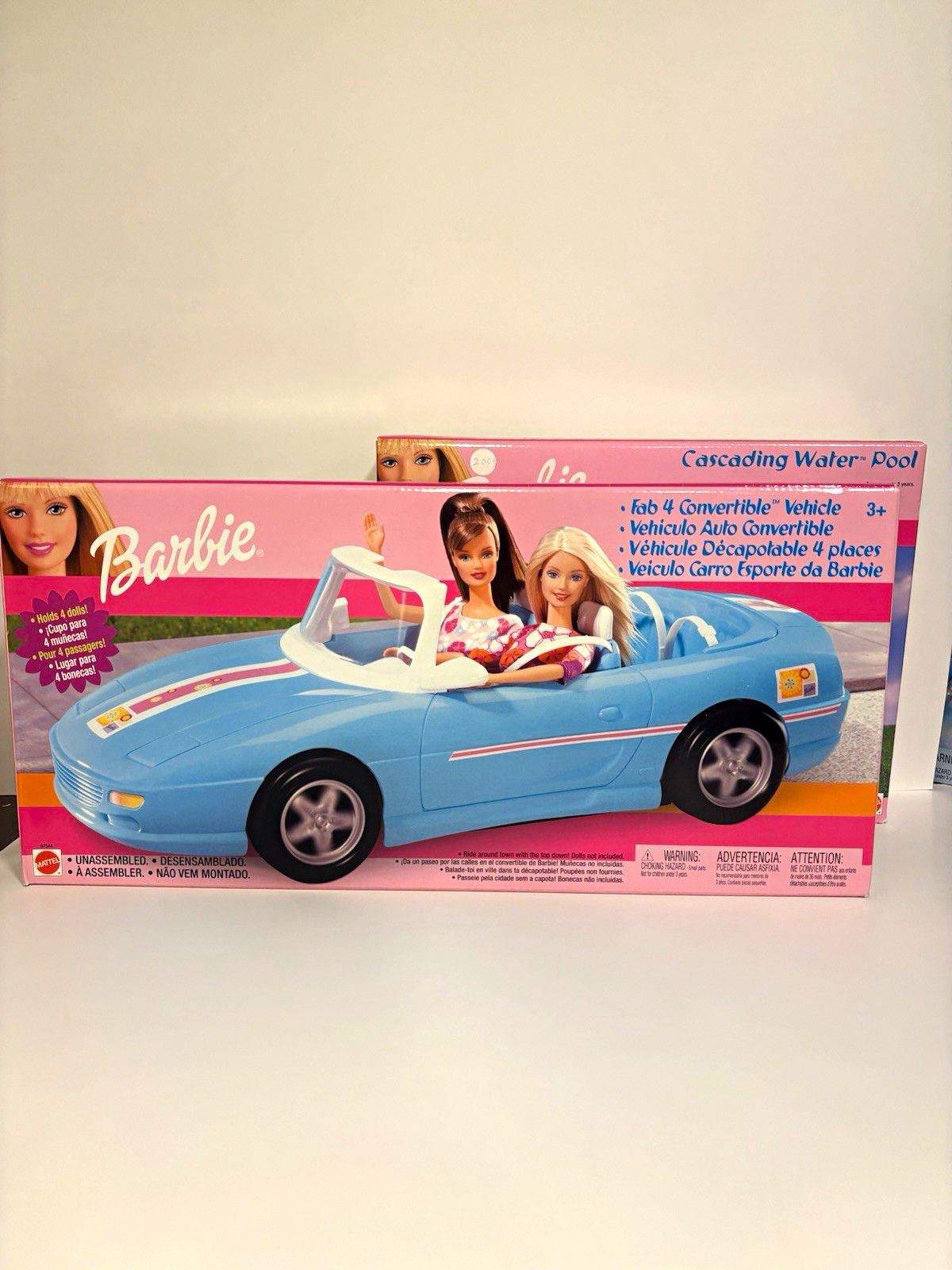 2002 MATTEL BARBIE FAB 4 CONVERTIBLE AND 2001 BARBIE CASCADING POOL LOT OF 2