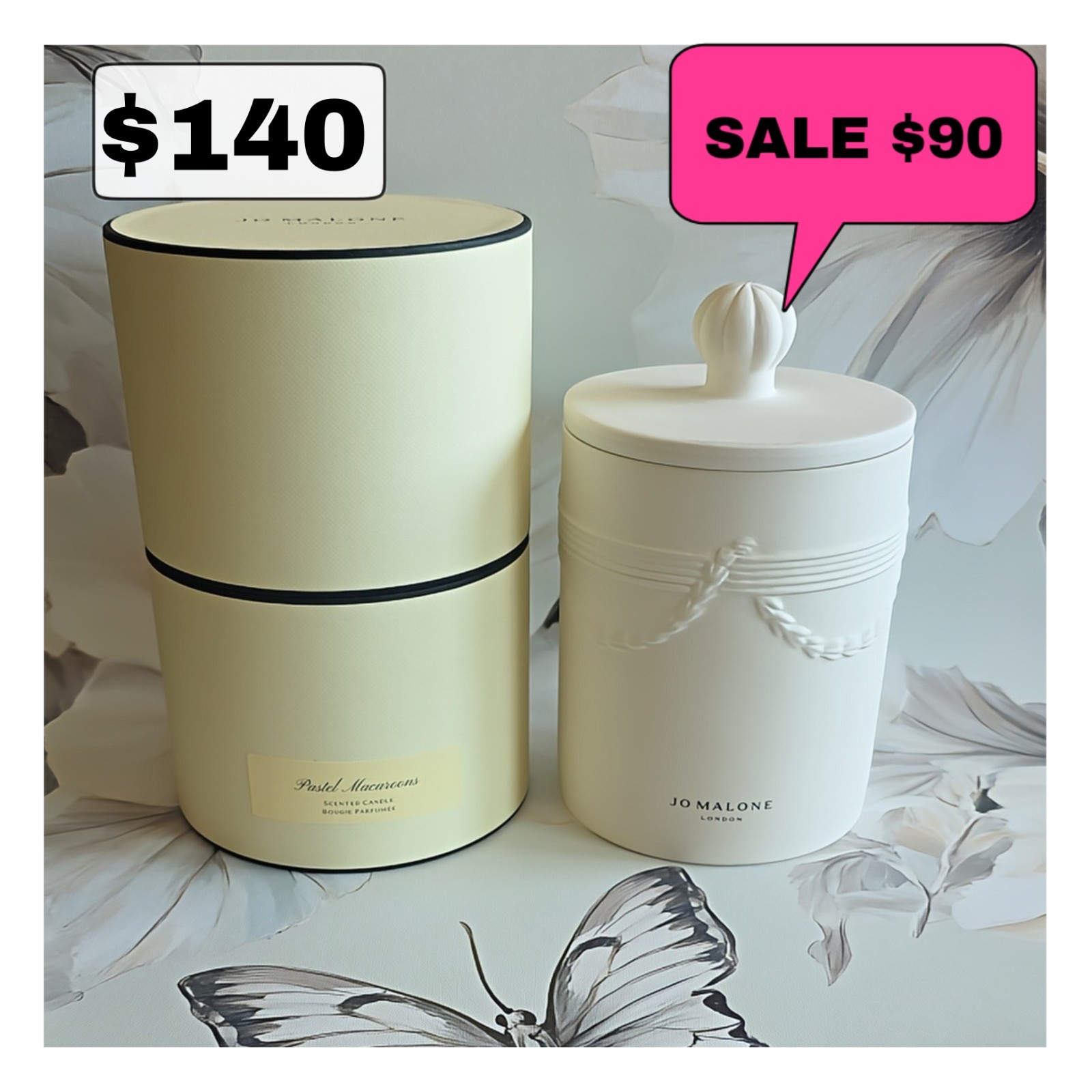Jo Malone Pastel Macaroons Scented White Jar Candle w/ Lid, 1-Pack Wax Jo Malone Pastel Macaroons Scented White Jar Candle w/ Lid, 1-Pack Wax