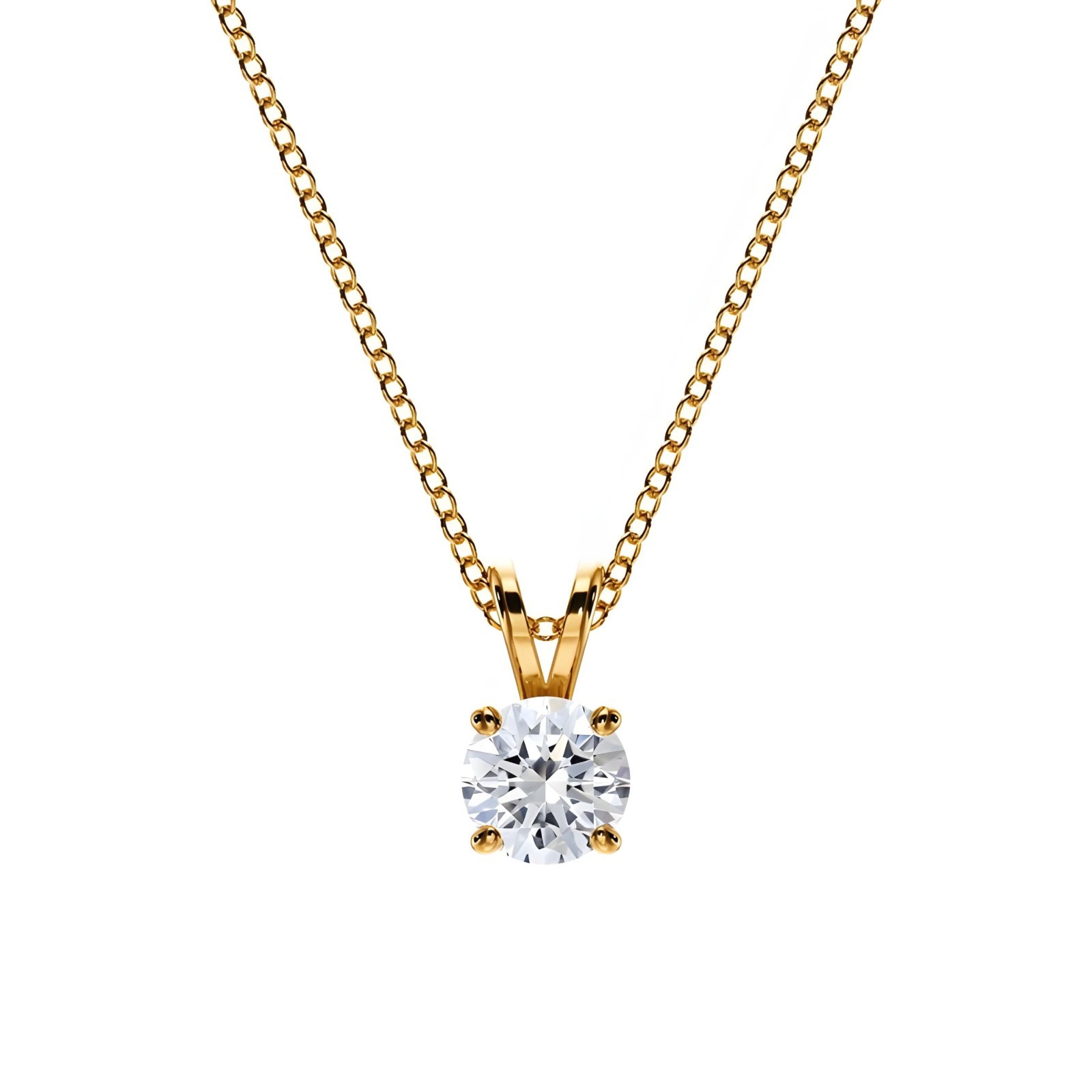 IGI 0.50 Ct D-F / VVS Round Lab Grown Diamond Pendant Necklace 14K Yellow Gold