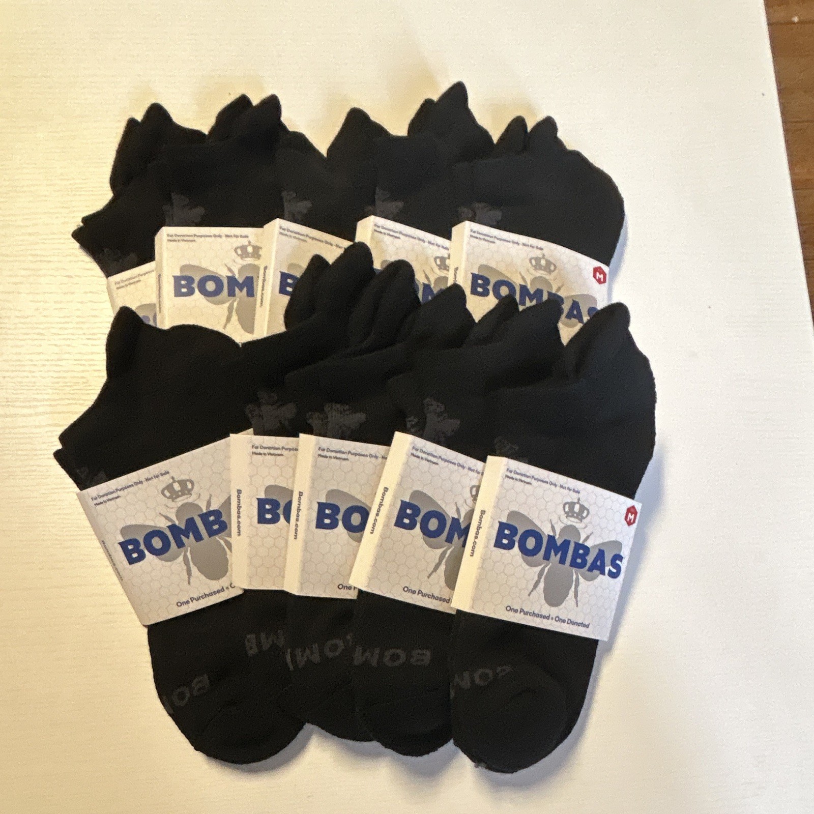 Bombas Unisex medium black  Ankle Socks 10 Pack New with Tags
