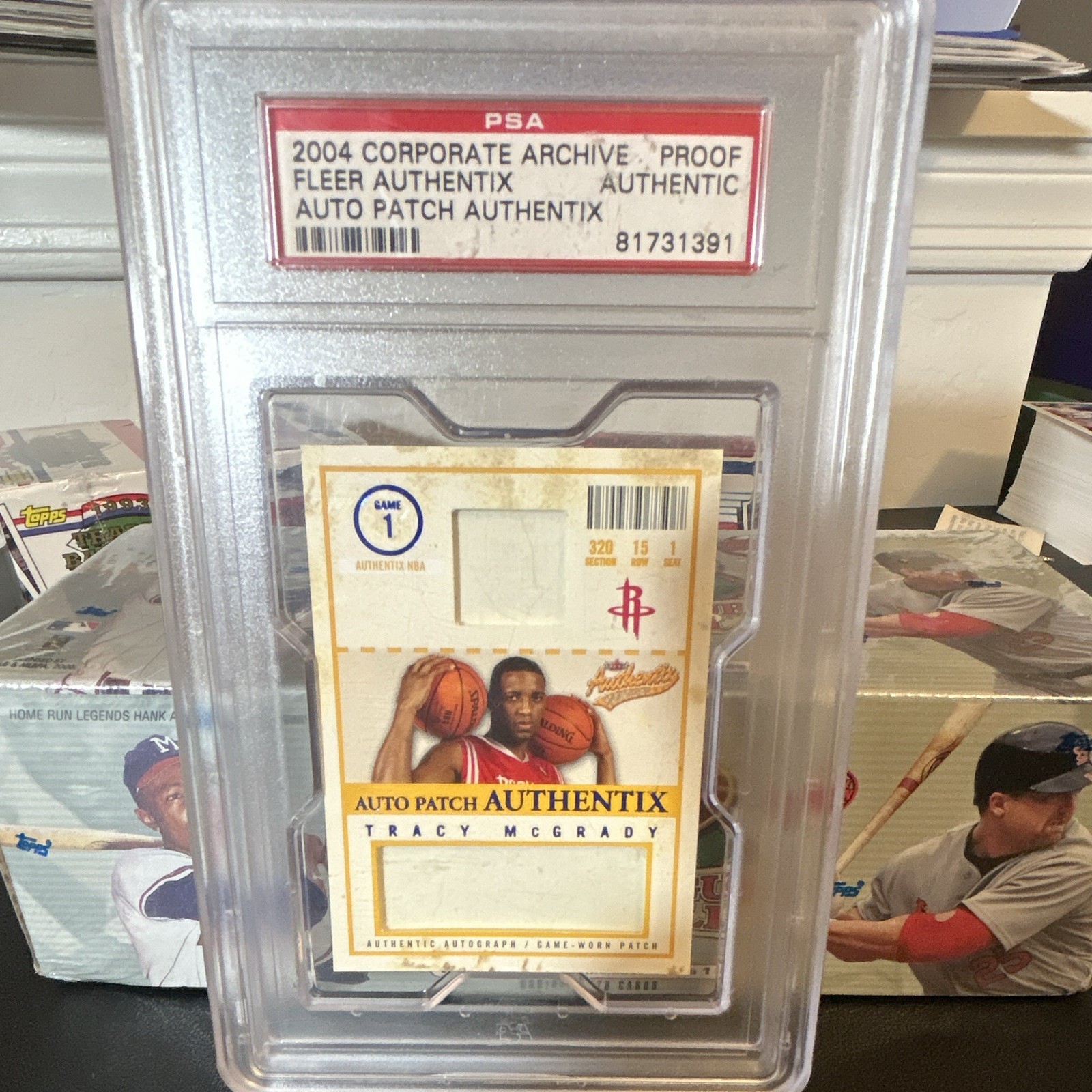 Fleer 2004 Fleer Authentix Tracy McGrady Auto Patch Authentix Proof PSA