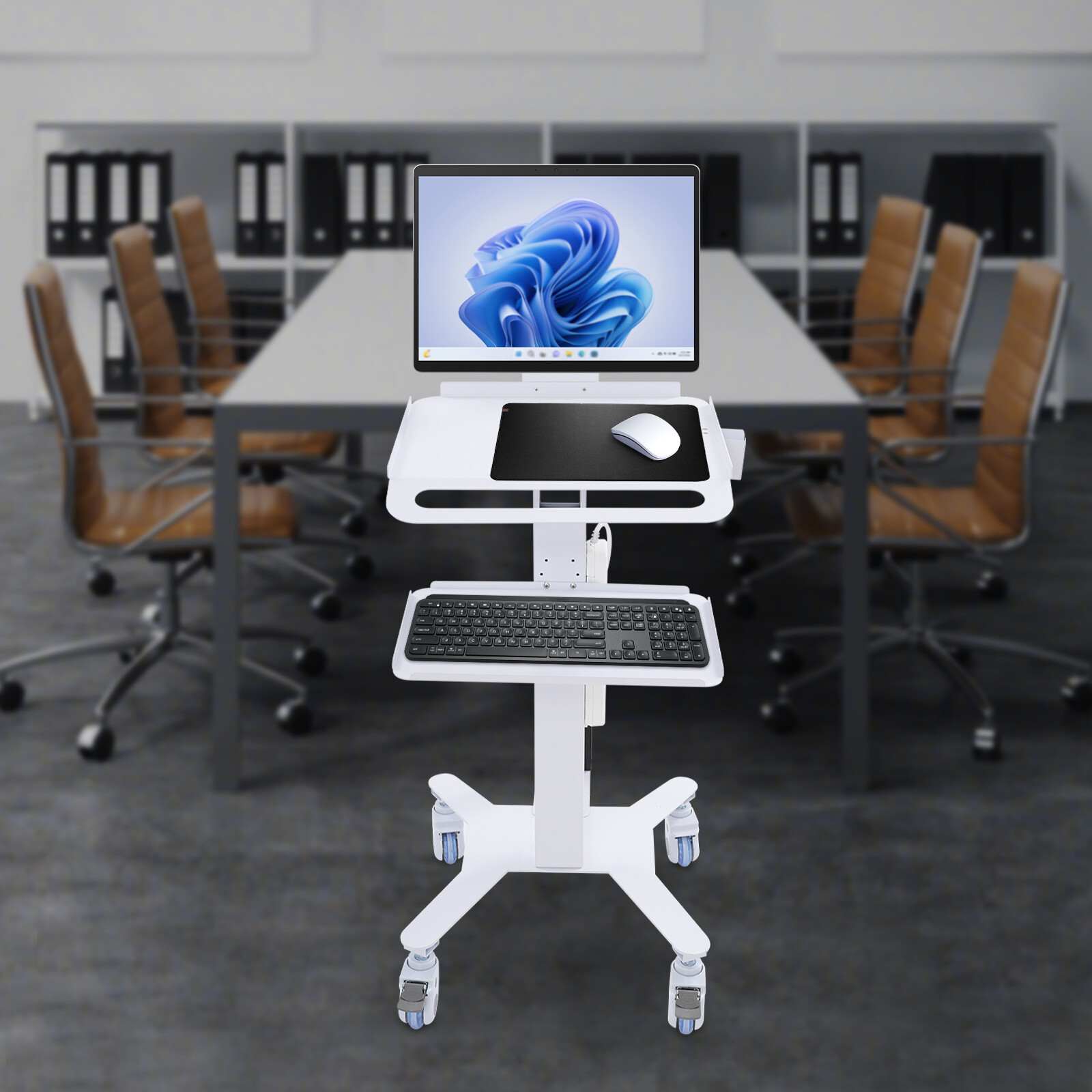 Rolling Adjustable Medical Mobile Computer Cart Mobile PC Stand Desk Workstation