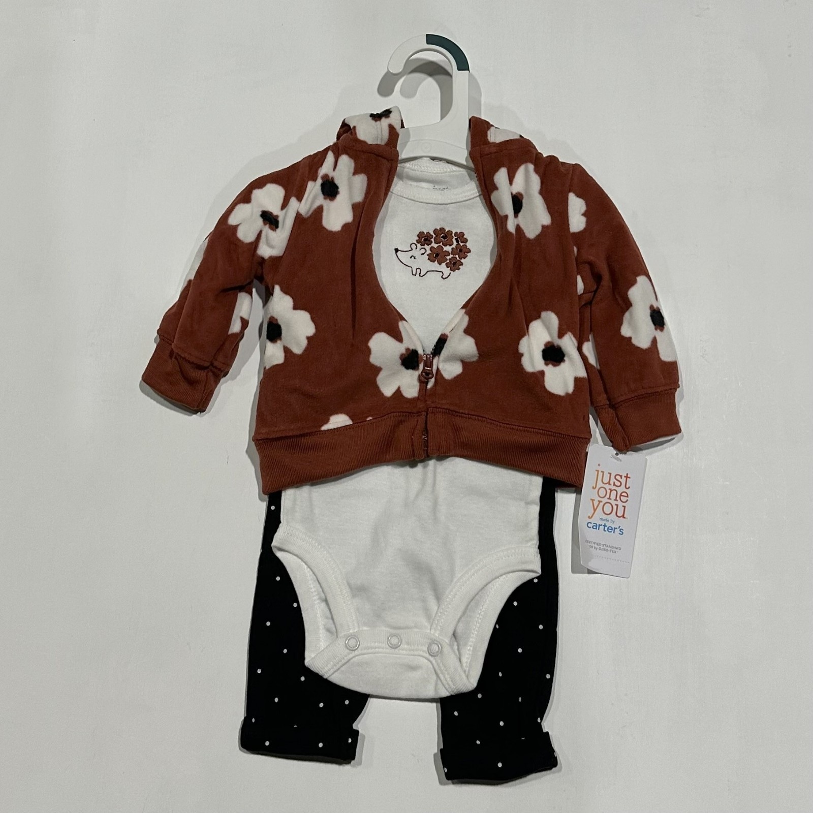 Carter's Just One You Baby Girls' Floral Sweatshirt Top & Bottom Set - Brown 9M