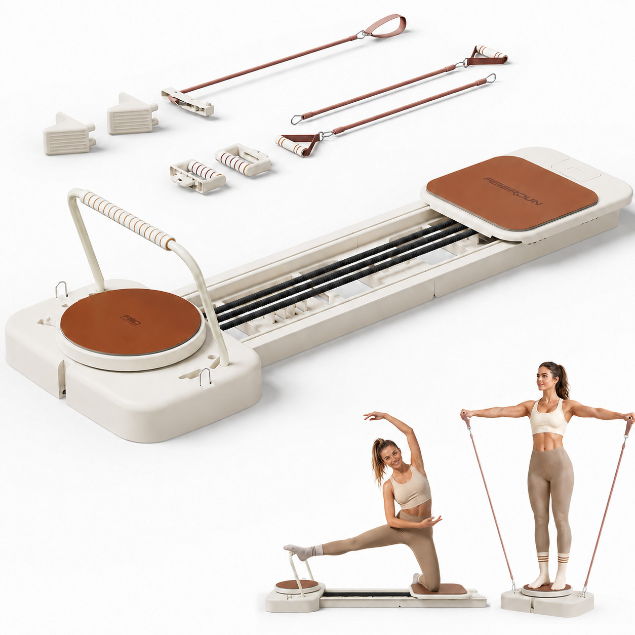 FED FITNESS Pilates Reformer, Foldable Pilates Equipment for Home Workouts