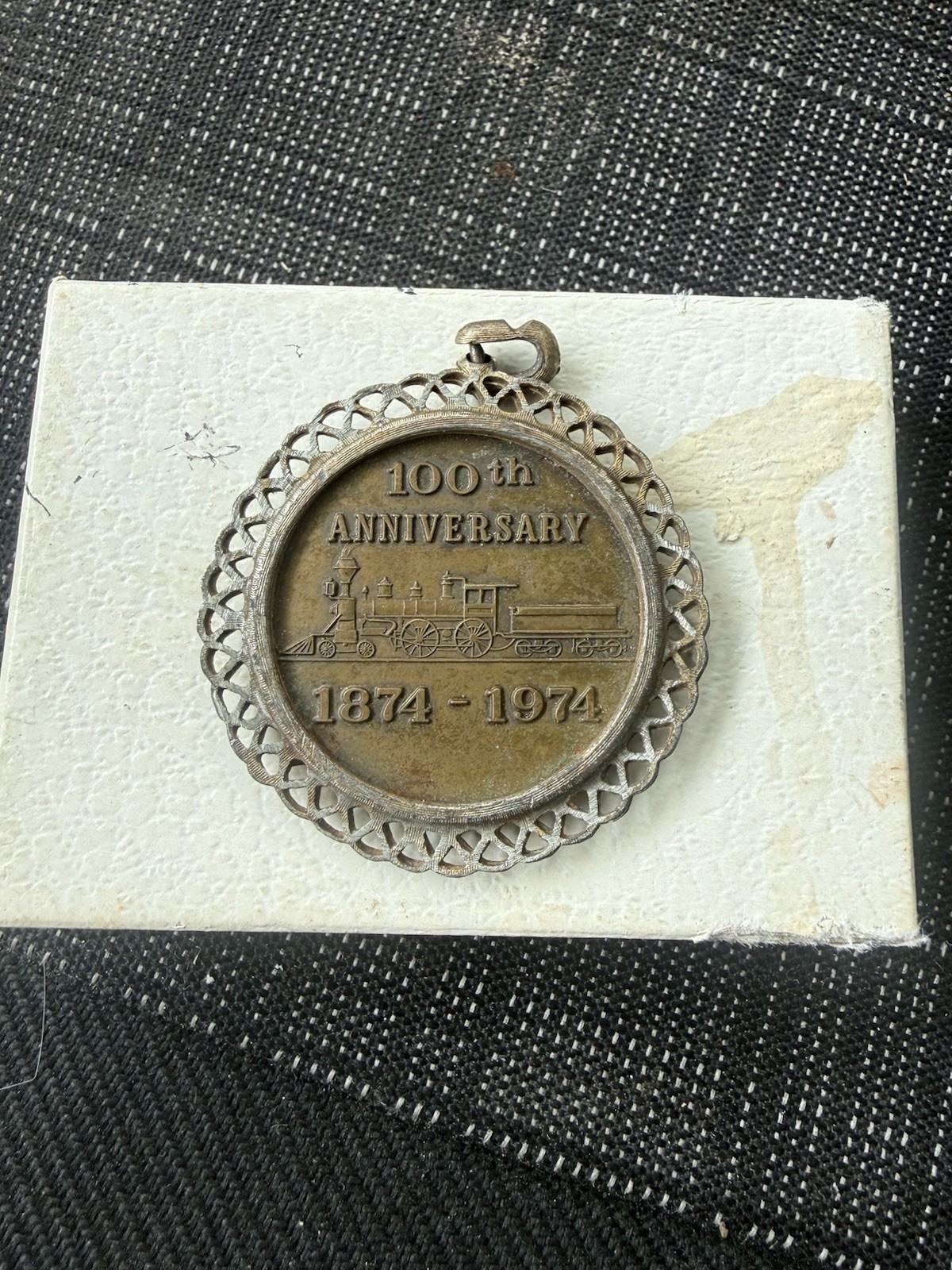 Vintage 1974 Easley South Carolina 100th Anniversary Train Medal Pendant Souveni
