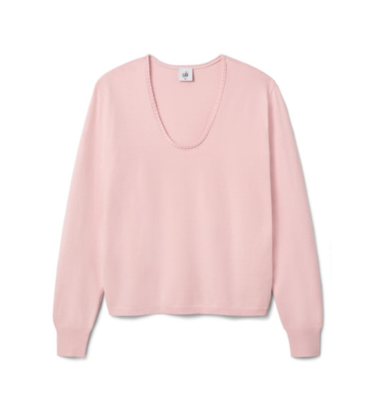 Cabi New NWT Braided Neck Pullover #6661 Pink Size XS - XL Was $119