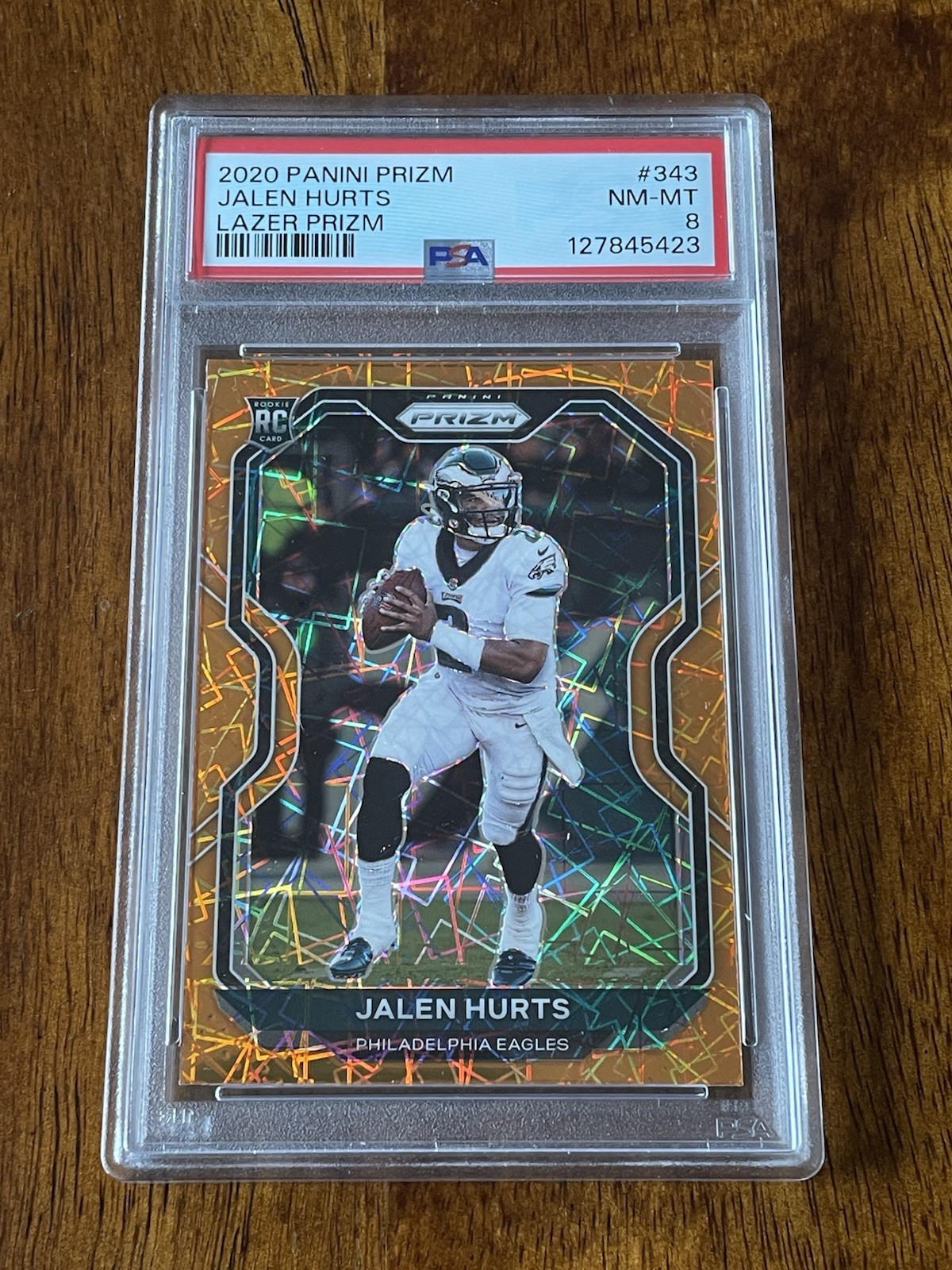 Panini Prizm 2020 Jalen Hurts Philadelphia Eagles #343 Lazer Prizm RC PSA 8 Panini Prizm 2020 Jalen Hurts Philadelphia Eagles #343 Lazer Prizm RC PSA 8