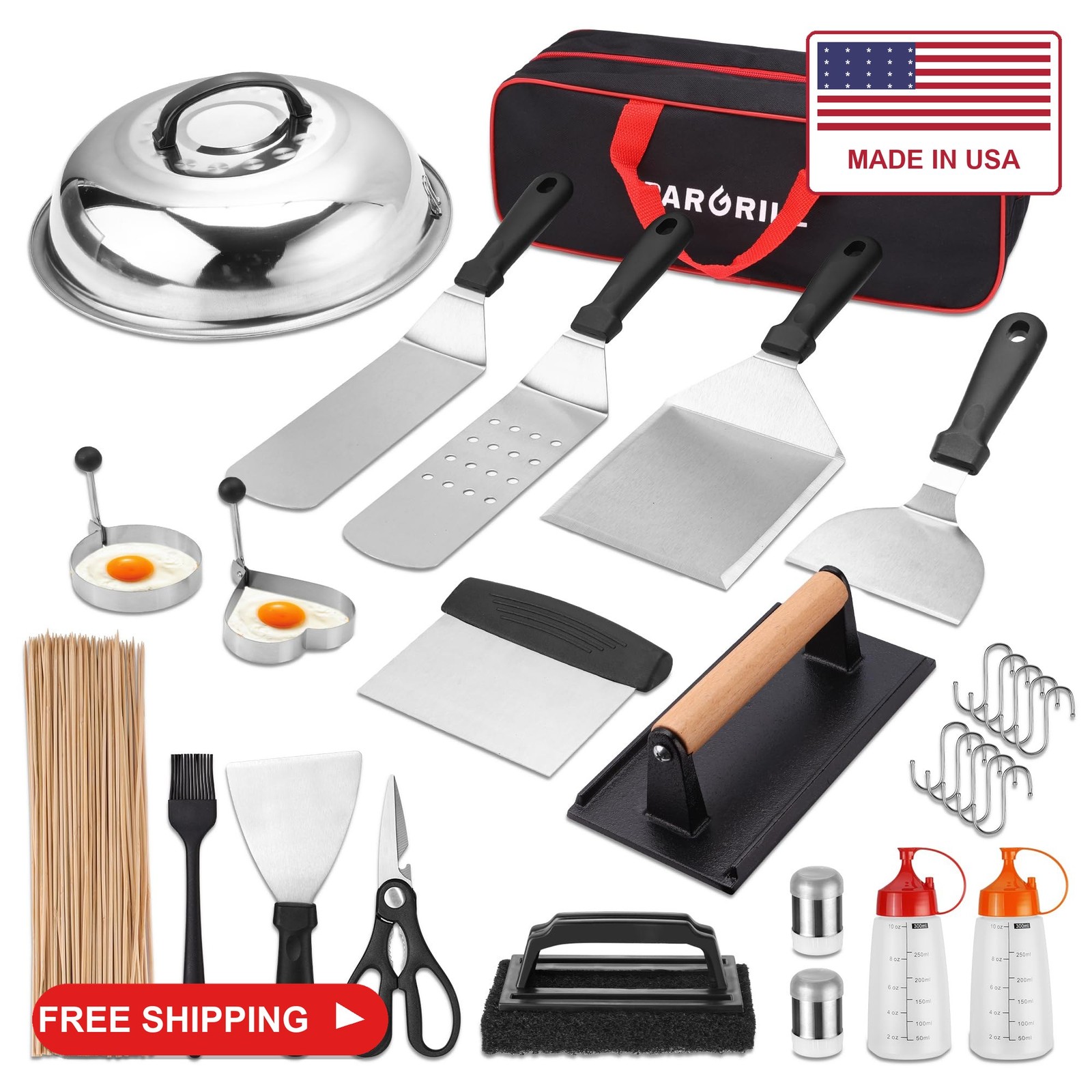 PARGRILL 128 PCS Griddle Accessories Kit - Premium Flat Top Grill Accessories Se PARGRILL 128 PCS Griddle Accessories Kit - Premium Flat Top Grill Accessories Se