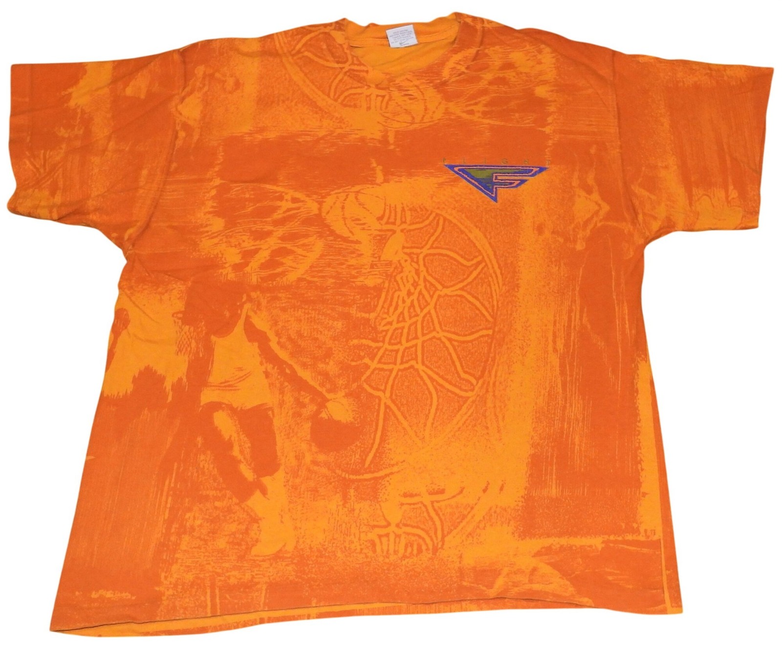 Vintage 1990s Nike Gray Label Flight AOP Basketball Orange T-Shirt Large Vintage 1990s Nike Gray Label Flight AOP Basketball Orange T-Shirt Large