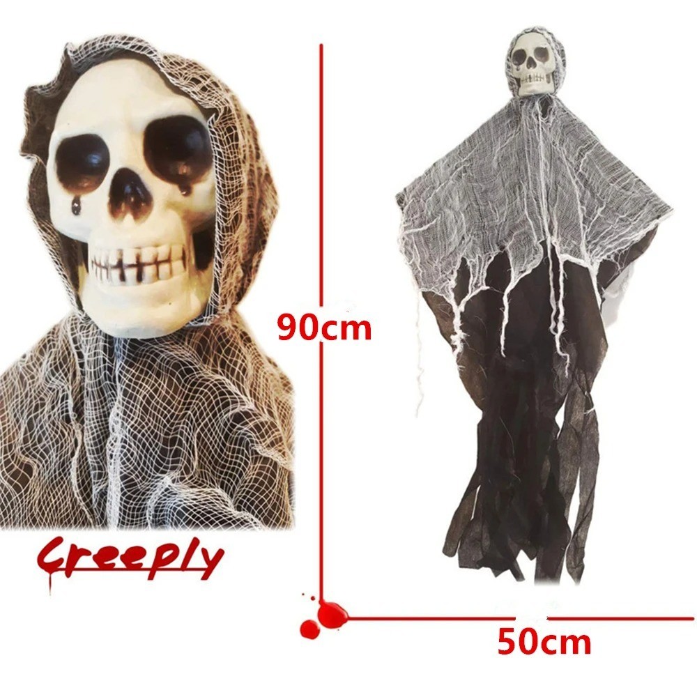 Halloween Skeleton Ghost Hanging Decor Spider Web Horror Party Outdoor Prop