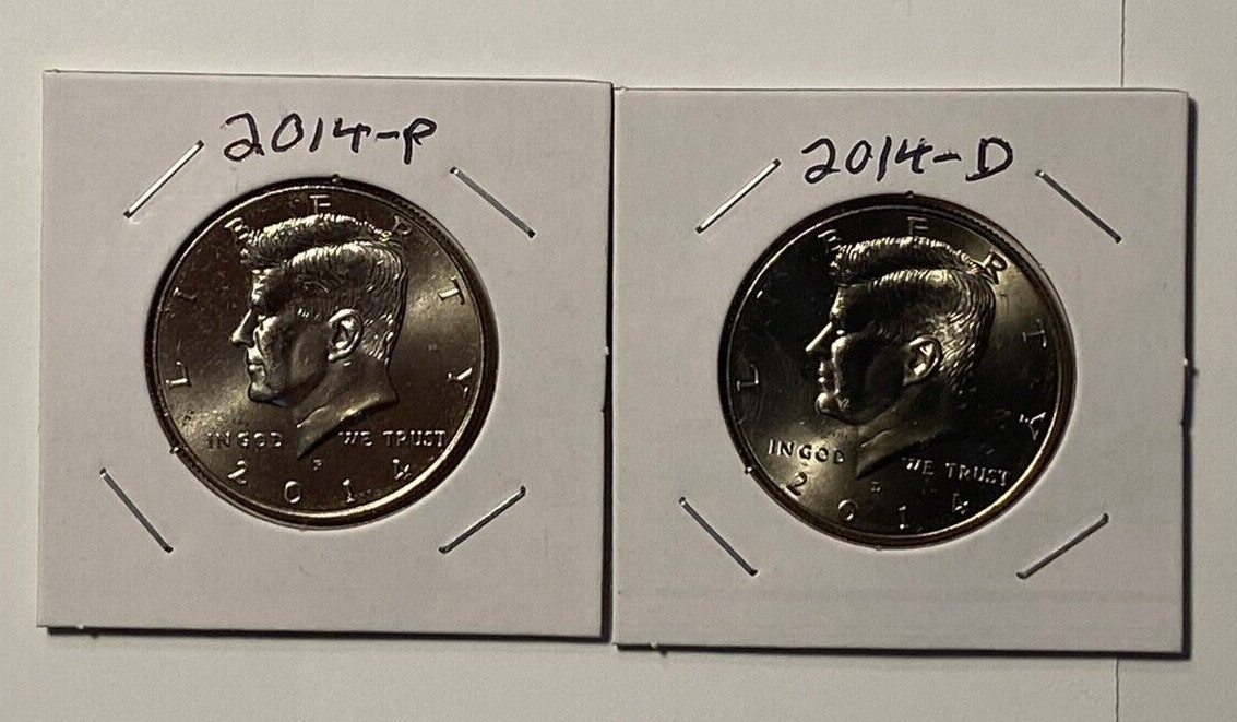 2014 P-D 50th Anniversary Kennedy HALF DOLLAR (2 COIN SET) Uncirculated. *RARE*