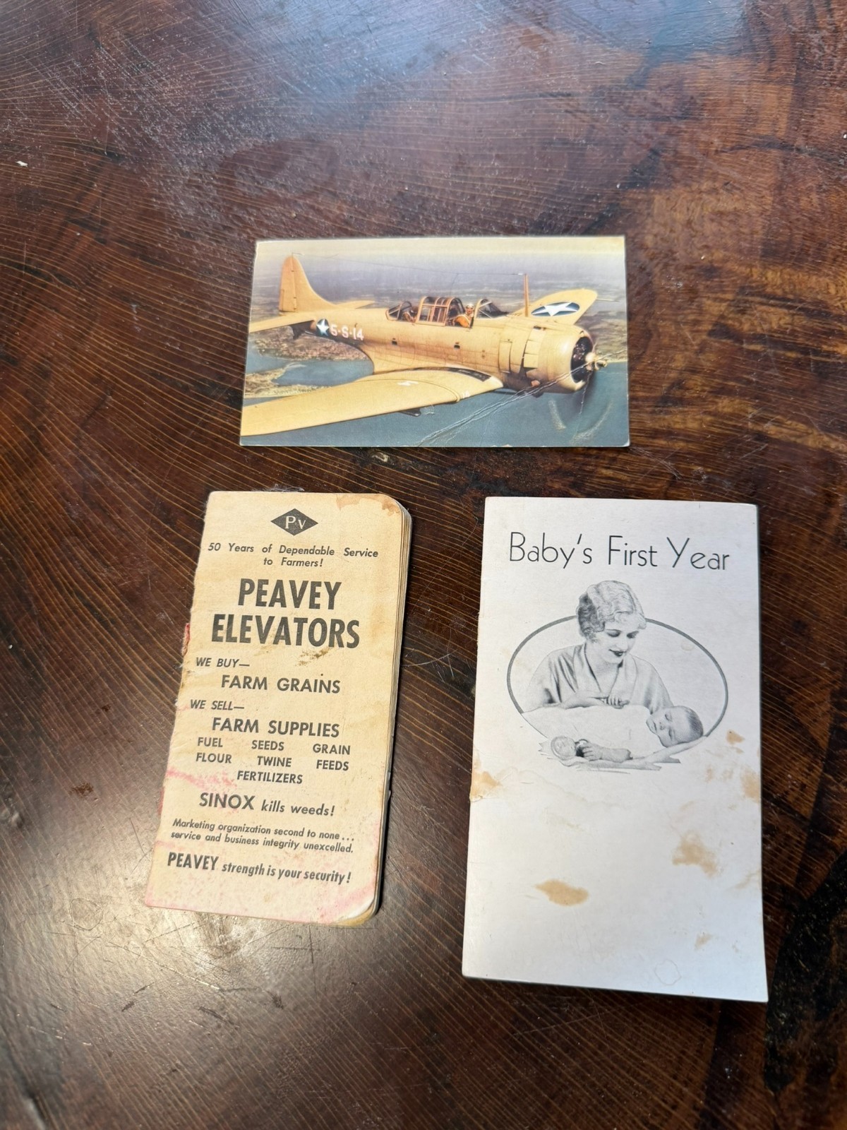 Vintage 1940s Paper Ephemera Lot WWII SBD Dauntless 1948 Calendar Baby Book