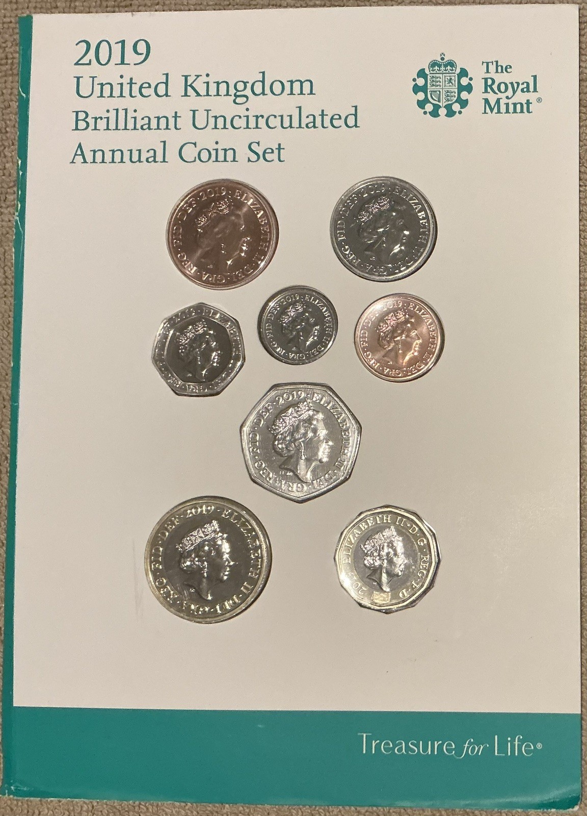 Royal Mint UK 2019 Brilliant Uncirculated Definitive Annual Coin Set 8 Pieces Royal Mint UK 2019 Brilliant Uncirculated Definitive Annual Coin Set 8 Pieces