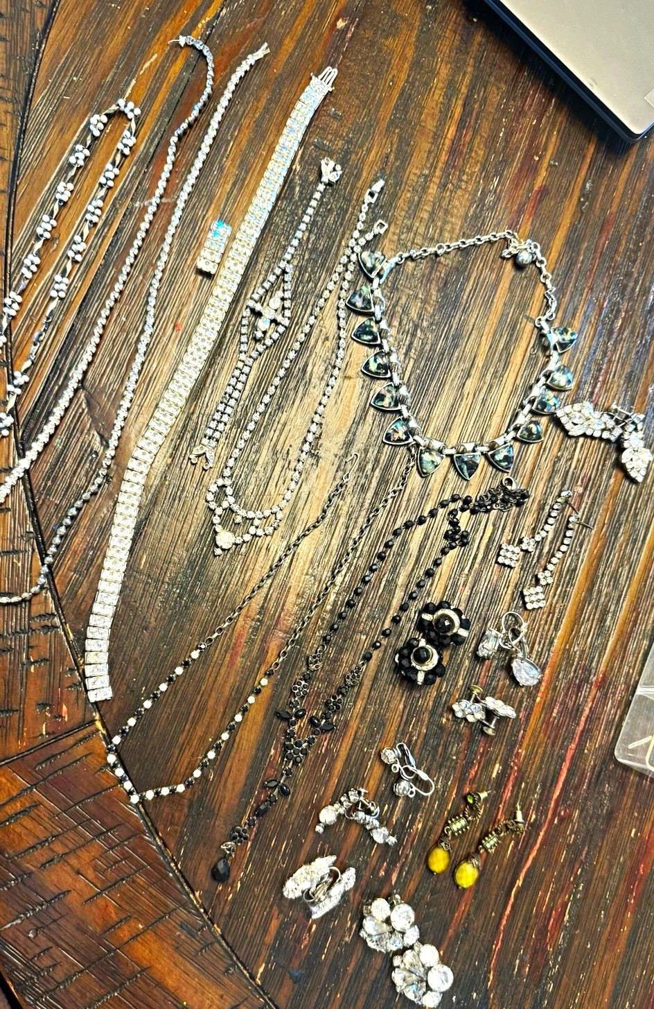 Vtg Art Deco Mid Century Rhinestone Jewelry Lot Signed W Germany Cuff earring