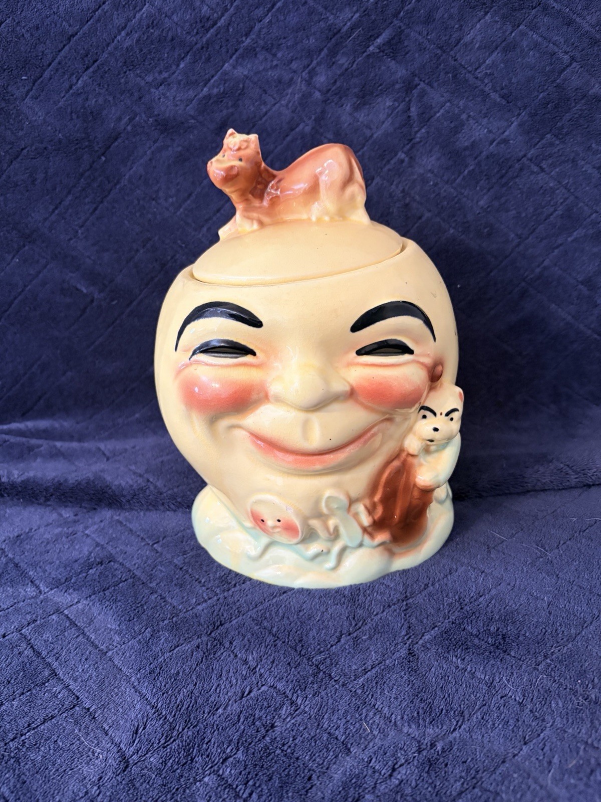 Vintage Hey Diddle Diddle Cookie Jar Collectible Cow Moon.  READ DESCRIPTION