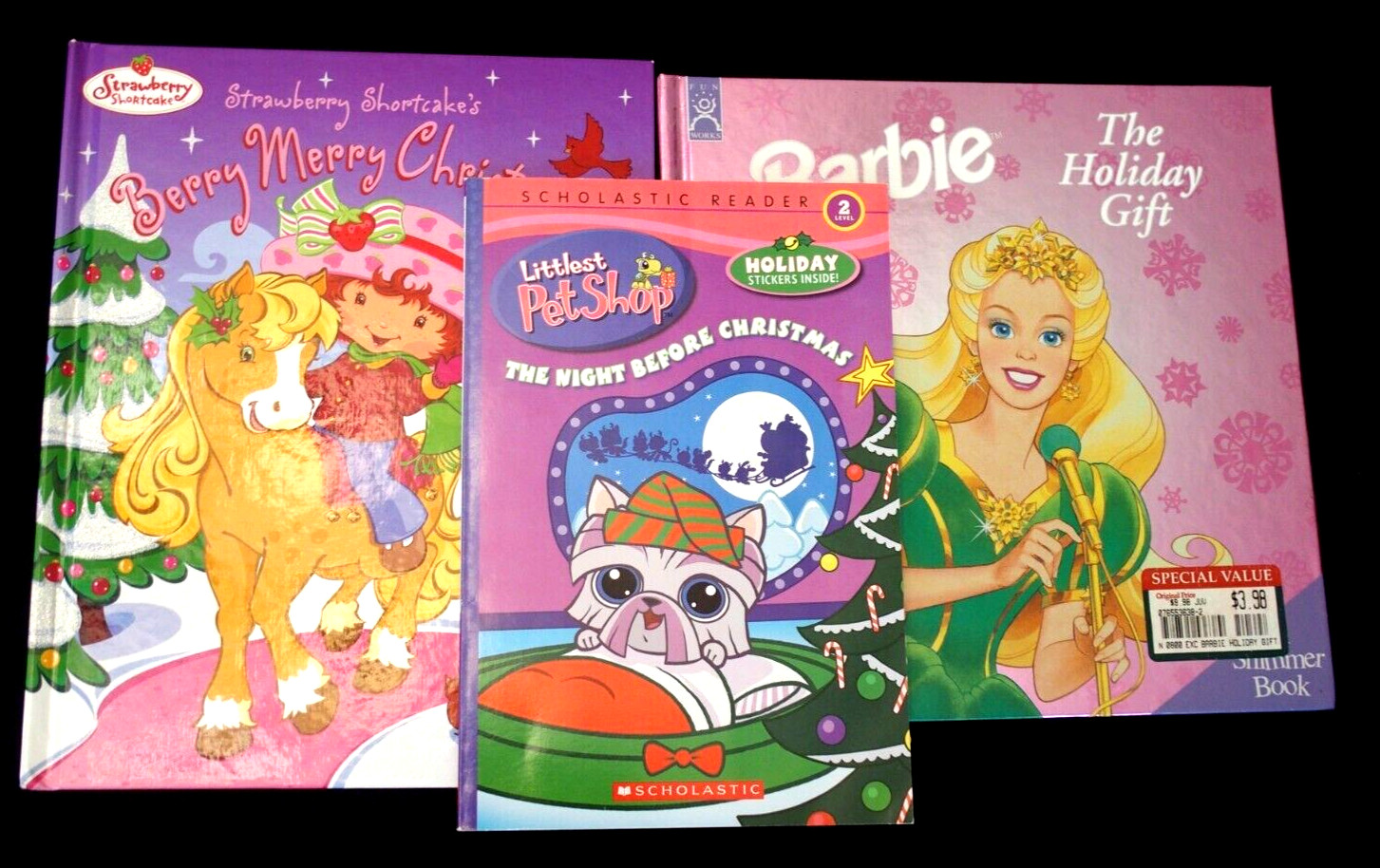 Girl Christmas Book LOT Littlest Pet Shop Barbie Strawberry Shortcake vintge Y2K