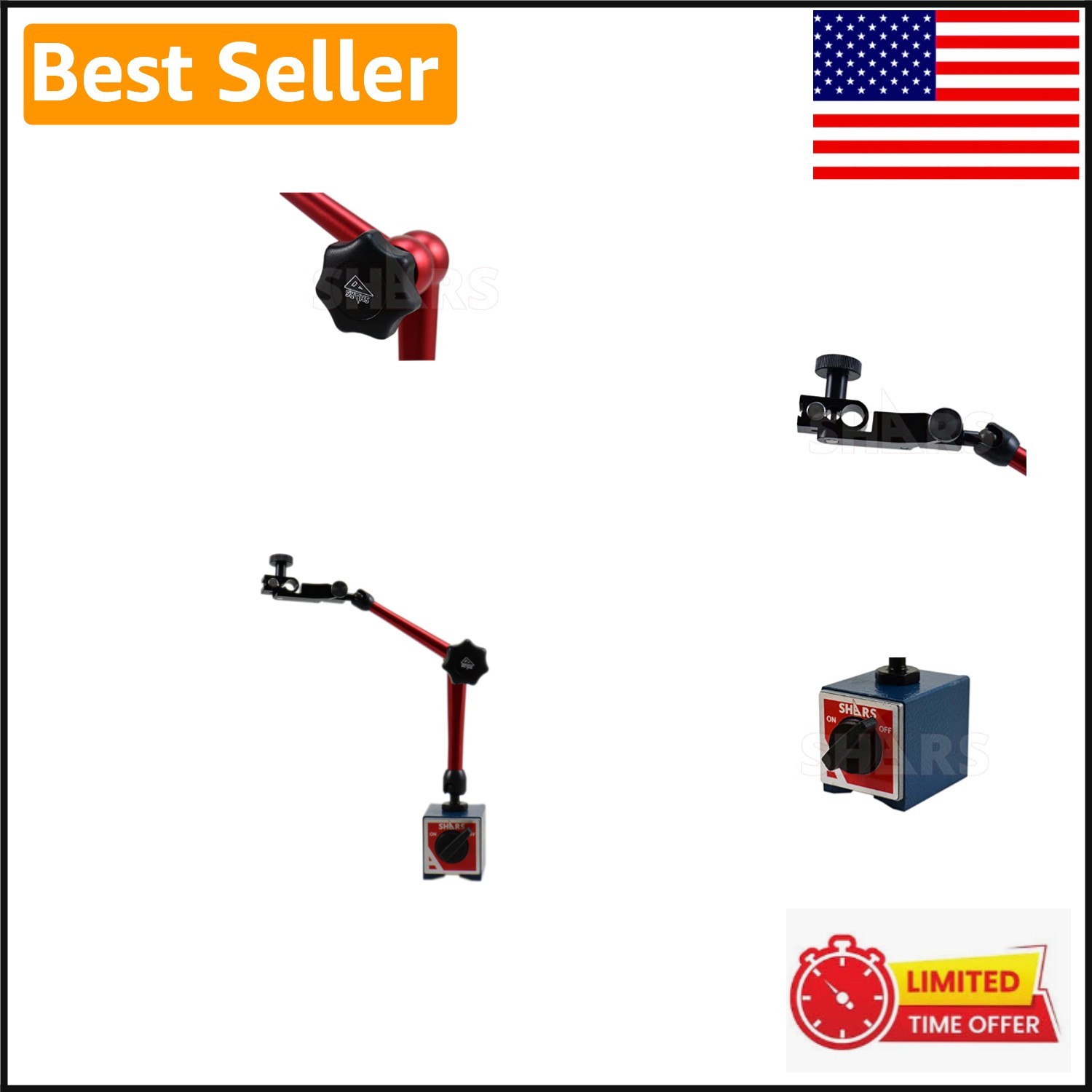 Compact Universal Magnetic Base with Articulated Arm for Enhanced Accuracy