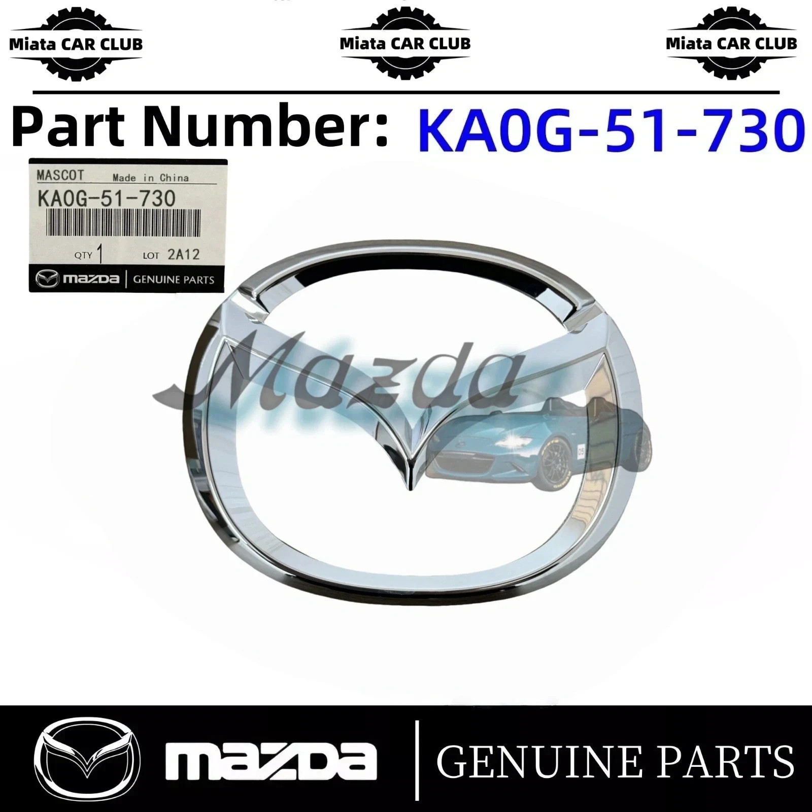 MAZDA Genuine CX-5 KF 2016-20 CX-9 Front Grille Chrome Emblem KA0G-51-730 Badge MAZDA Genuine CX-5 KF 2016-20 CX-9 Front Grille Chrome Emblem KA0G-51-730 Badge
