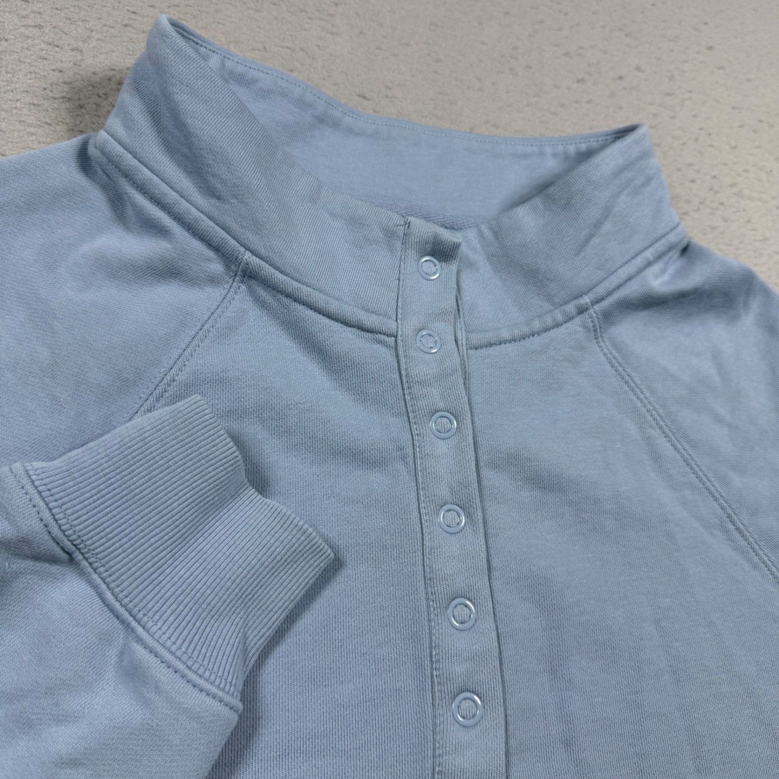 Parke Light Blue Snap Henley Mock Neck Sweatshirt Raglan Pullover Large XL