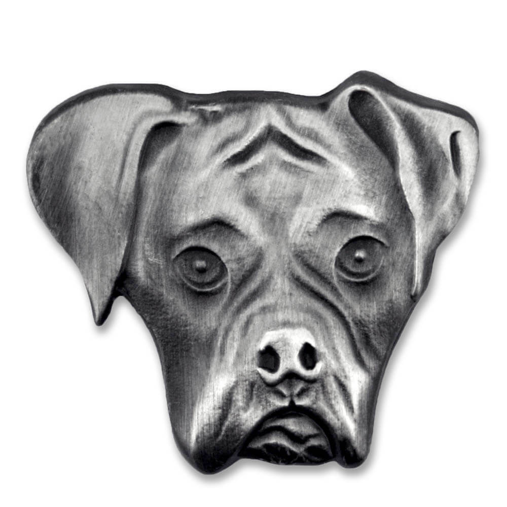 PinMart\'s Silver 3D Boxer Dog Breed Dog Lover Lapel Pin