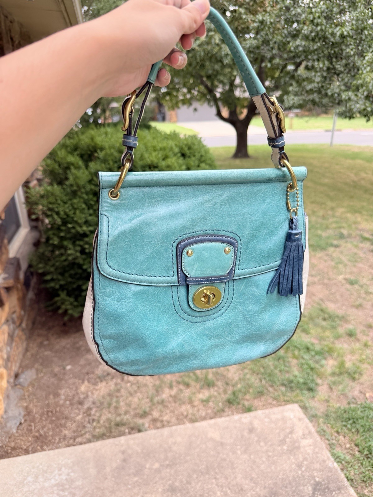 COACH Legacy Colorblock Willis 2Way Crossbody Bag Aquamarine 19031 Anniversary