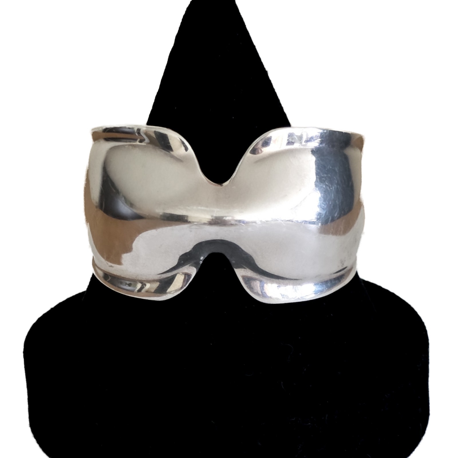 VTG RLM Studios Robert Lee Morris Sterling Silver Modernist Wave Cuff Bracelet
