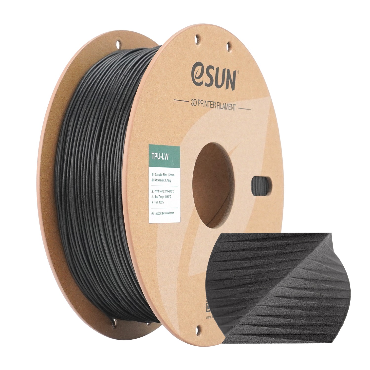 eSUN TPU LW 3D Printer Filament 1.75mm 0.75KG Spool High Resilience TPU Filament