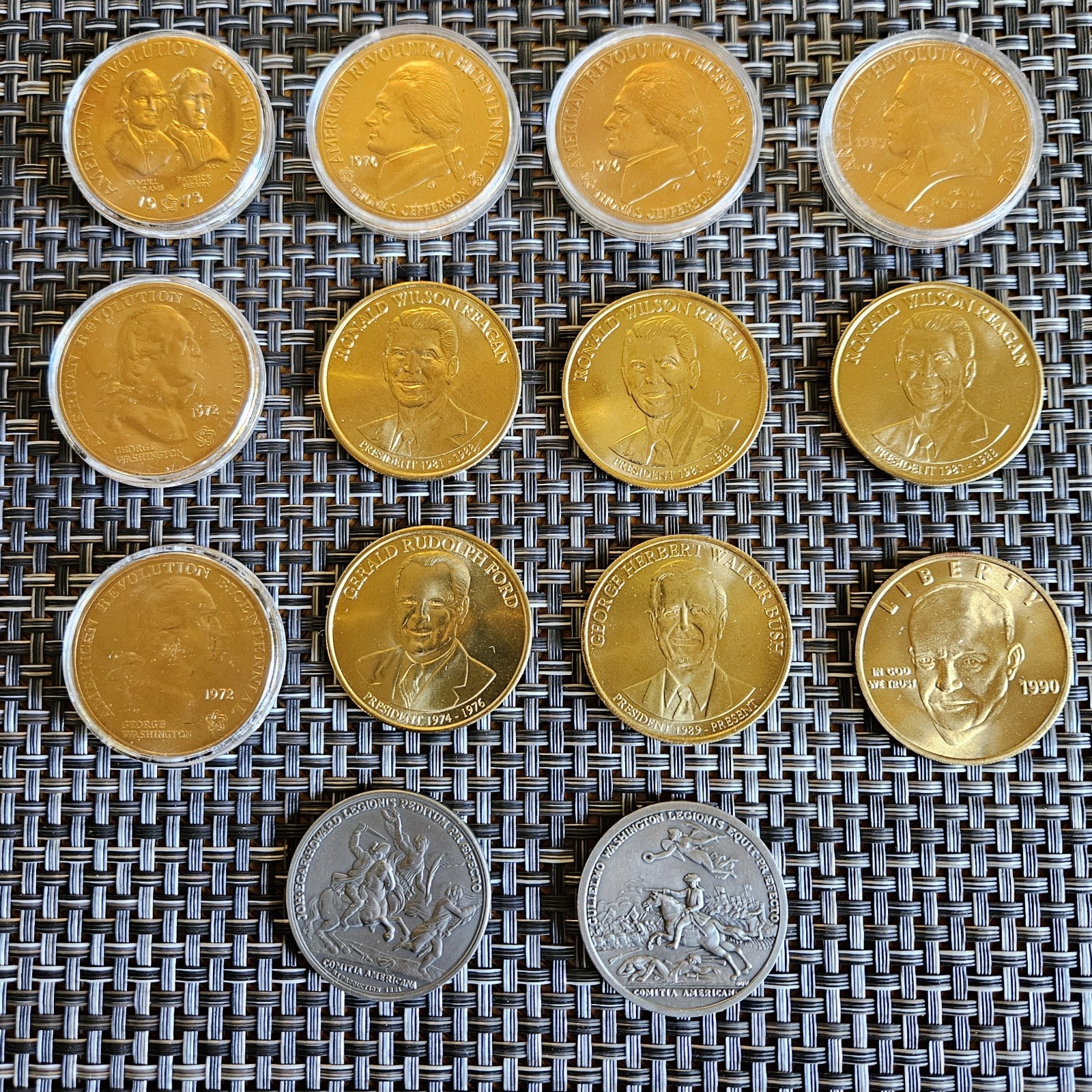 Group Of 14 Commemorative Medals, Bronze And Pewter