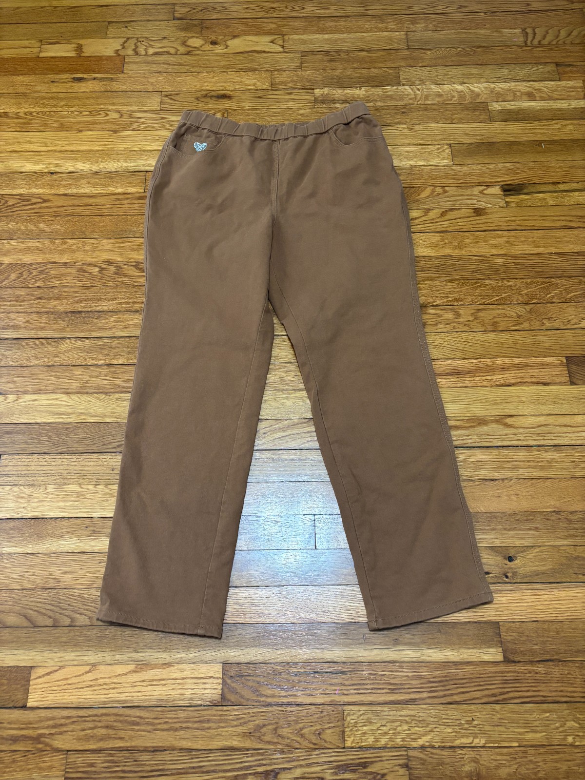 Dream Jeannes By Quacker Factory Womens Large Brown Stretch Casual Pull On Jeans
