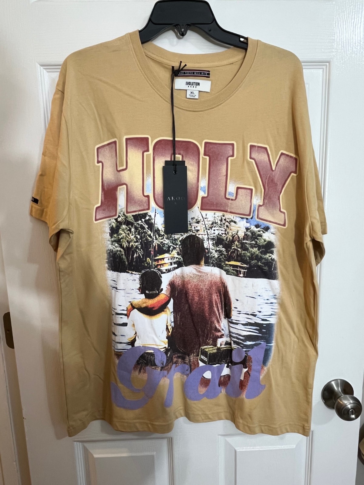 Akoo Evolution Holy Grail Graphic Tee Men’s L XL 3XL Tan 100% Cotton NWT