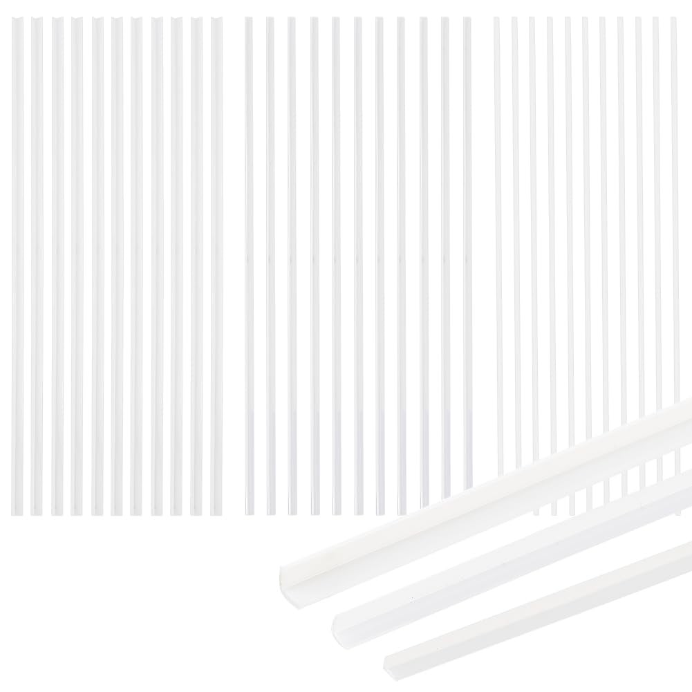 60 Pcs 3 Styles Abs Styrene Plastic L-Shaped Right Angle Strip White, Thick Styr