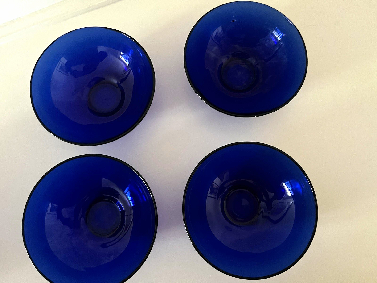 Lovely Vintage Cobalt Blue Glass Bowls 5 1/4”,  set of 4