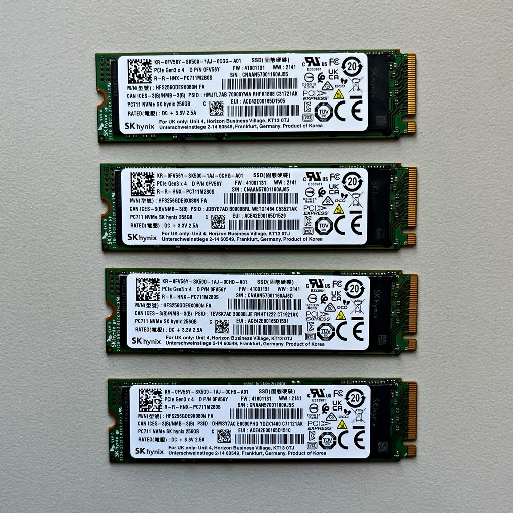Lot of 4 SK hynix PC711 256GB M.2 2280 NVMe PCIe 3.0 x4 SSD