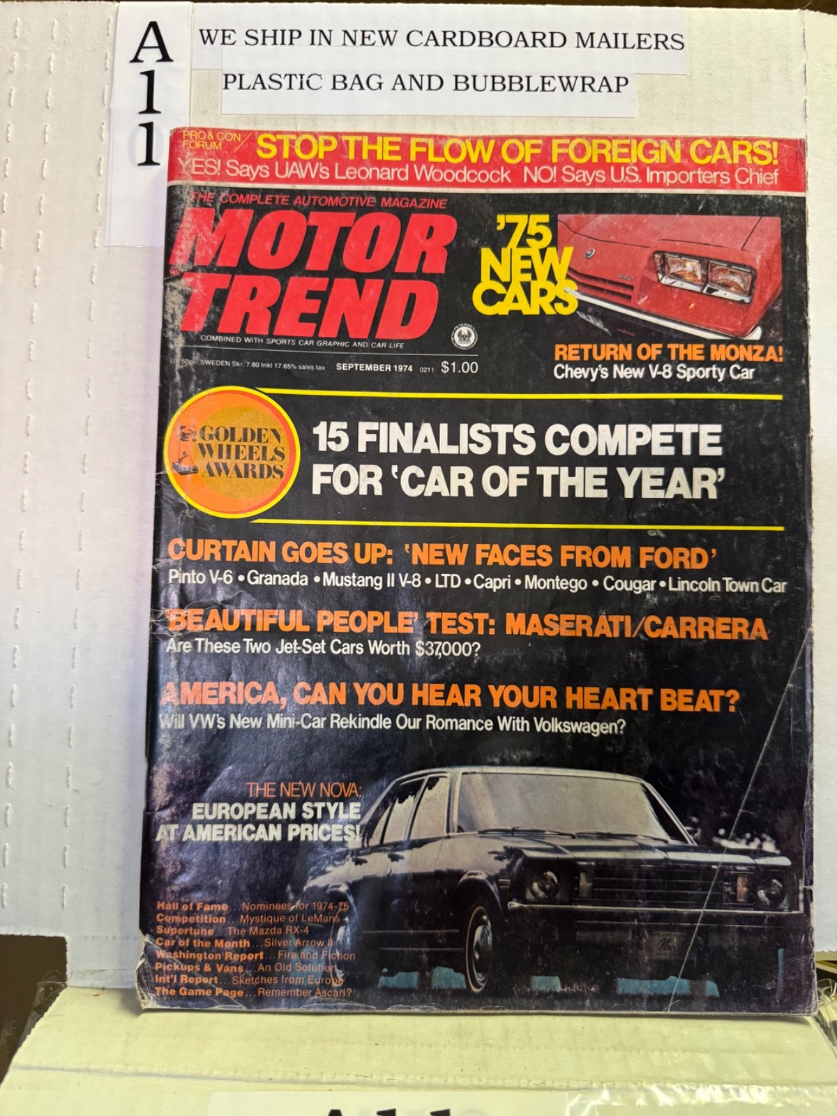 Vintage Motor Trend Magazine September 1974