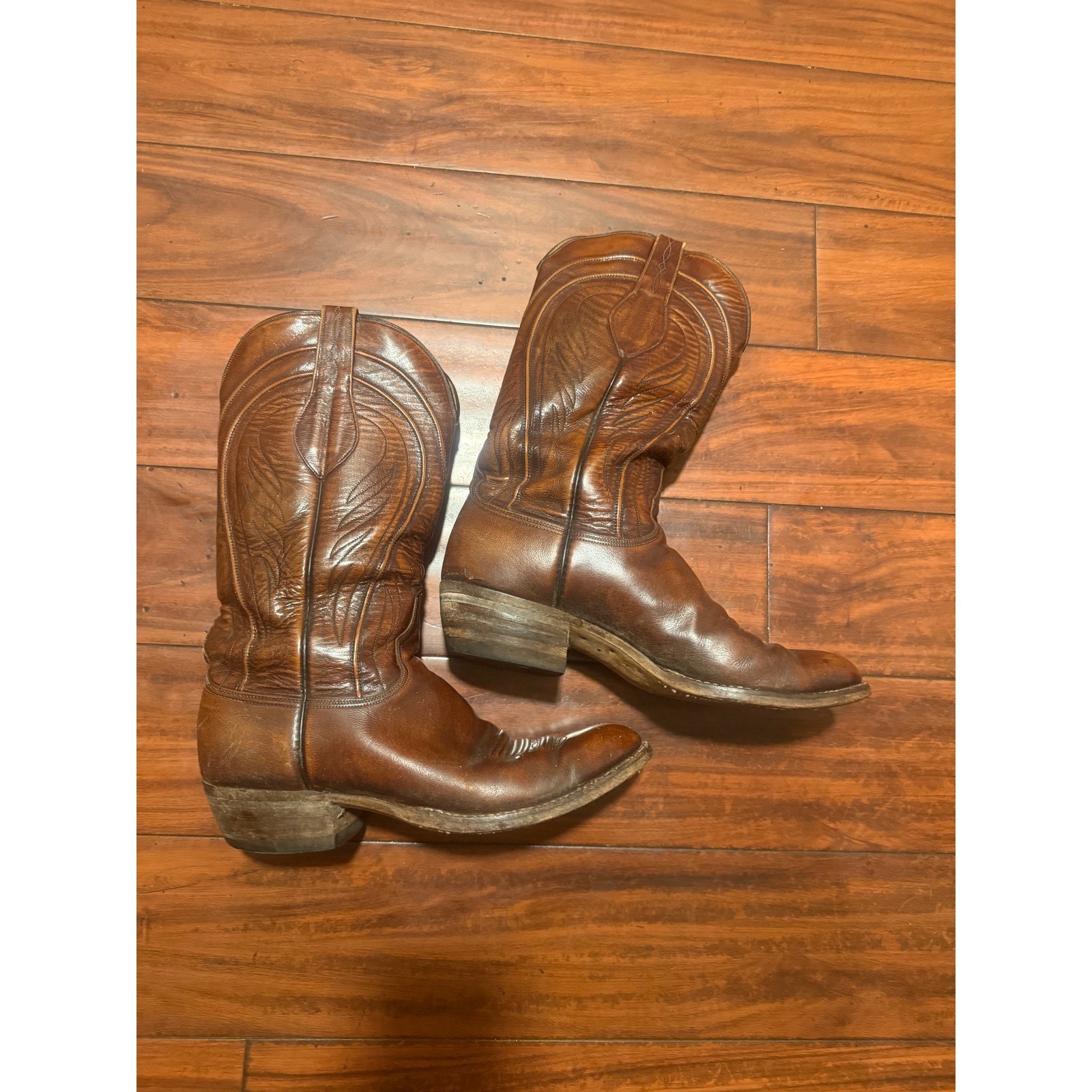 Lucchese San Antonio Vintage Brown Leather Cowboy Boots 6383 Mens 9D