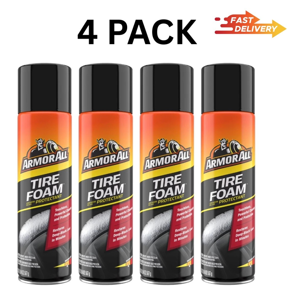 Armor All Tire Foam Protectant 20oz Automotive Spray Pack of 4 