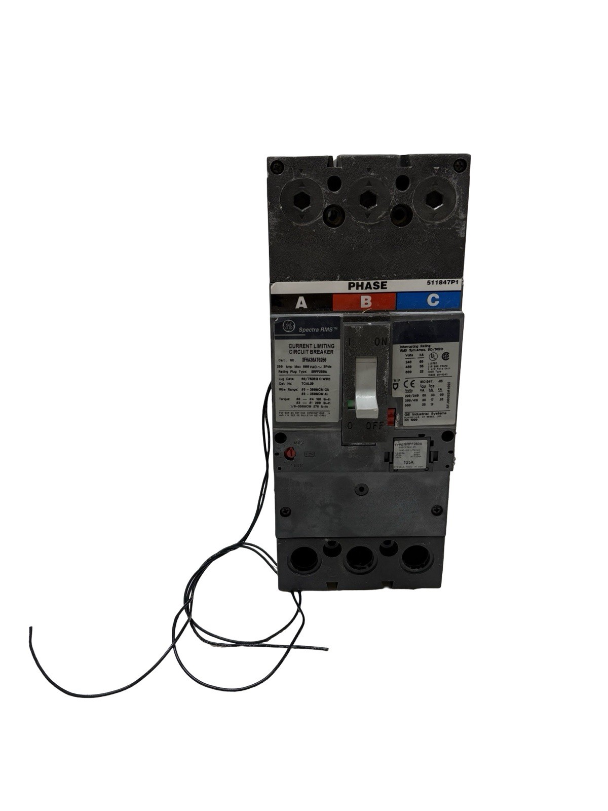 GE SFHA36AT0250 Spectra Hi-Break Circuit Breaker 250A 3-Pole SHUNT TRIP GE SFHA36AT0250 Spectra Hi-Break Circuit Breaker 250A 3-Pole SHUNT TRIP