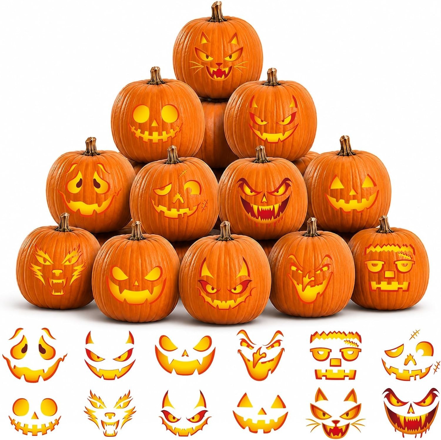 Halloween Pumpkin Stickers Kit Funny Faces No-Carve Pumpkin Decorating 2026