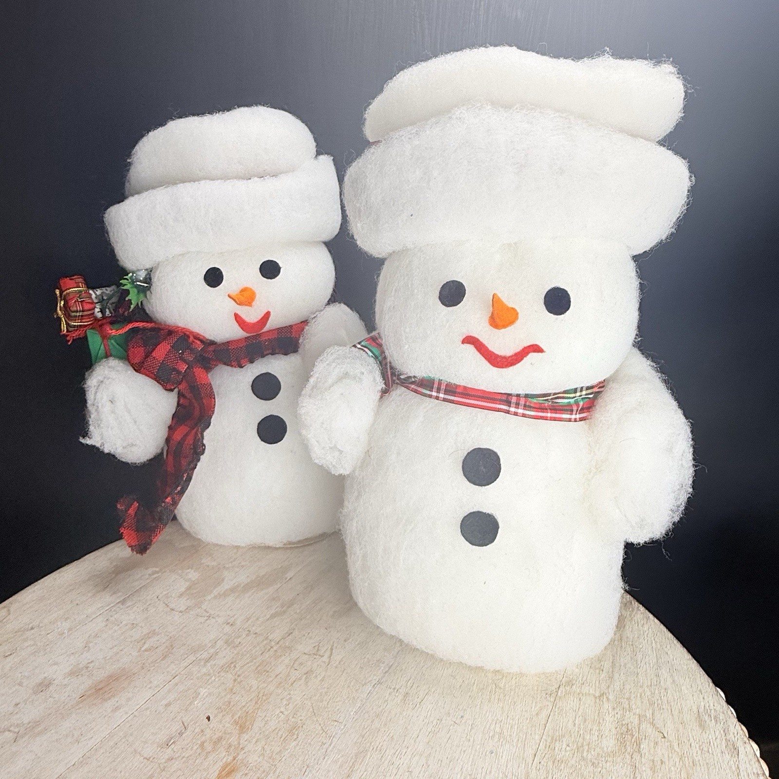 Vtg 1981 Spun Cotton Batting Snowman Figures Lot A & L Campbell Kitsch Christmas