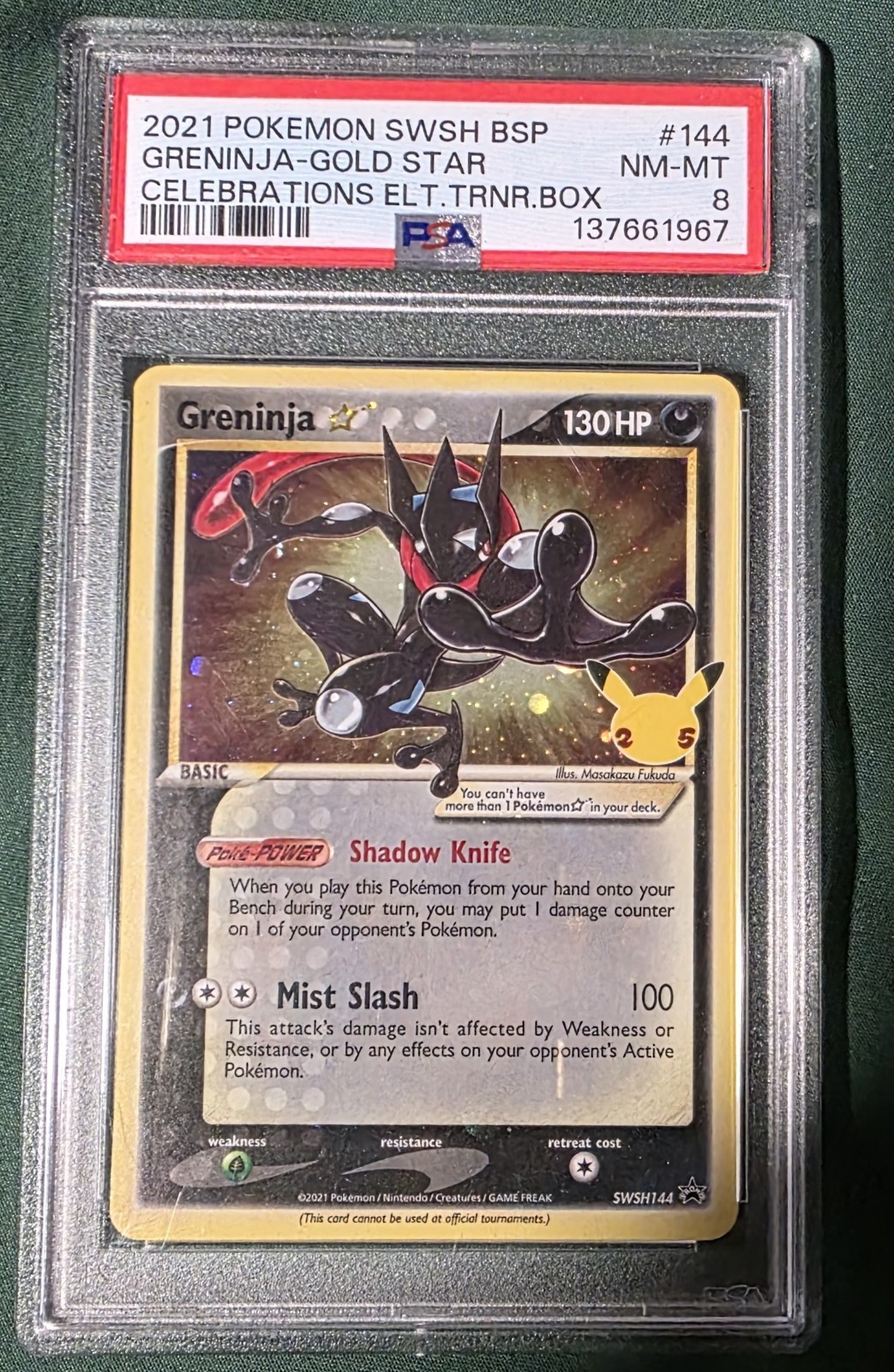 2021 POKEMON SWSH BLACK STAR PROMO #144 GRENINJA-GOLD PSA 8 #SWSH144 CELEBRATION