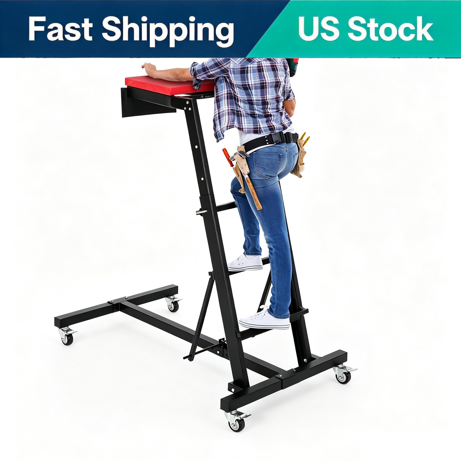 Versatile 400LB Adjustable Locking Casters 45-66in Foldable Topside Creeper
