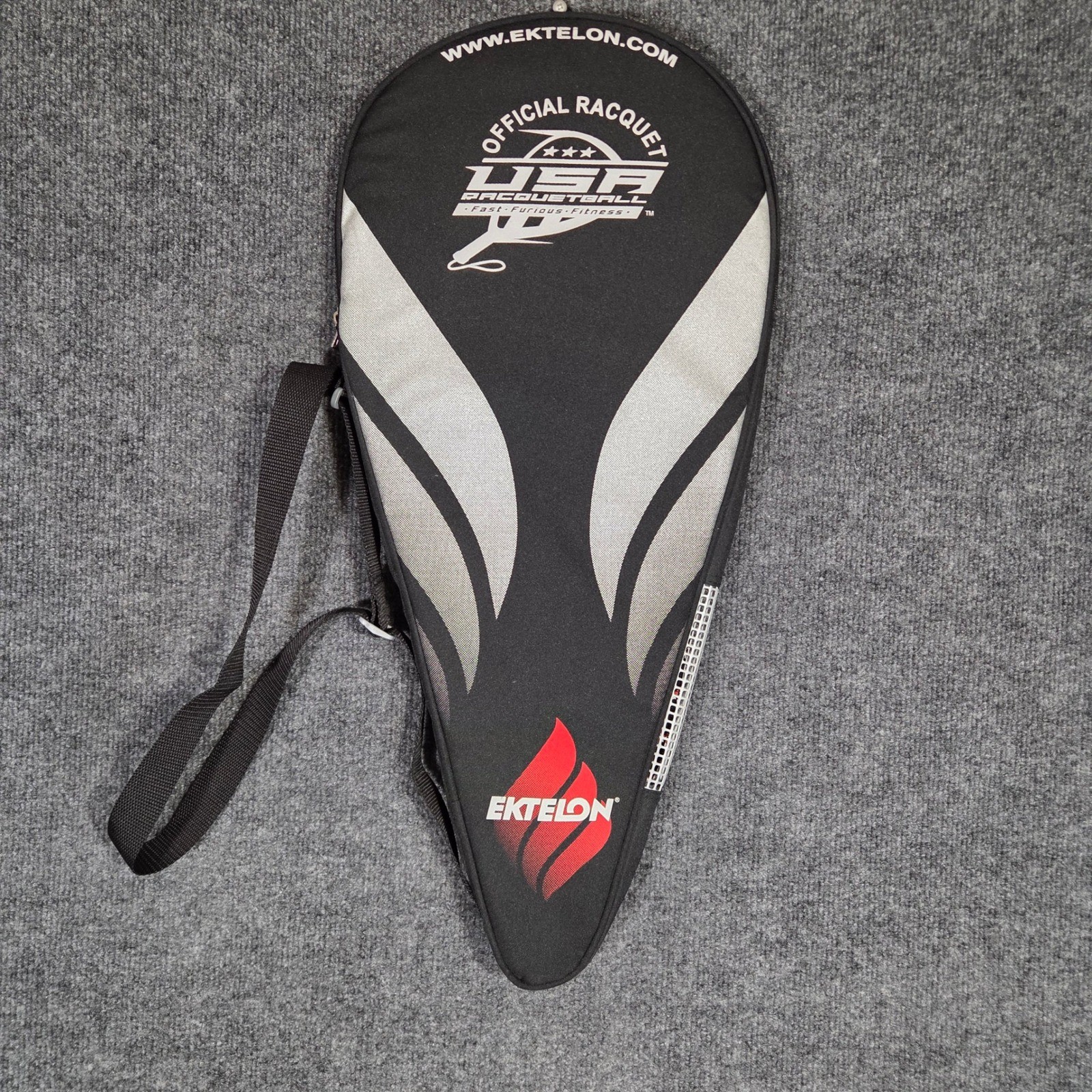 Ektelon USA Racquetball Racquet Cover Padded Bag Black Silver Red O3 Technology