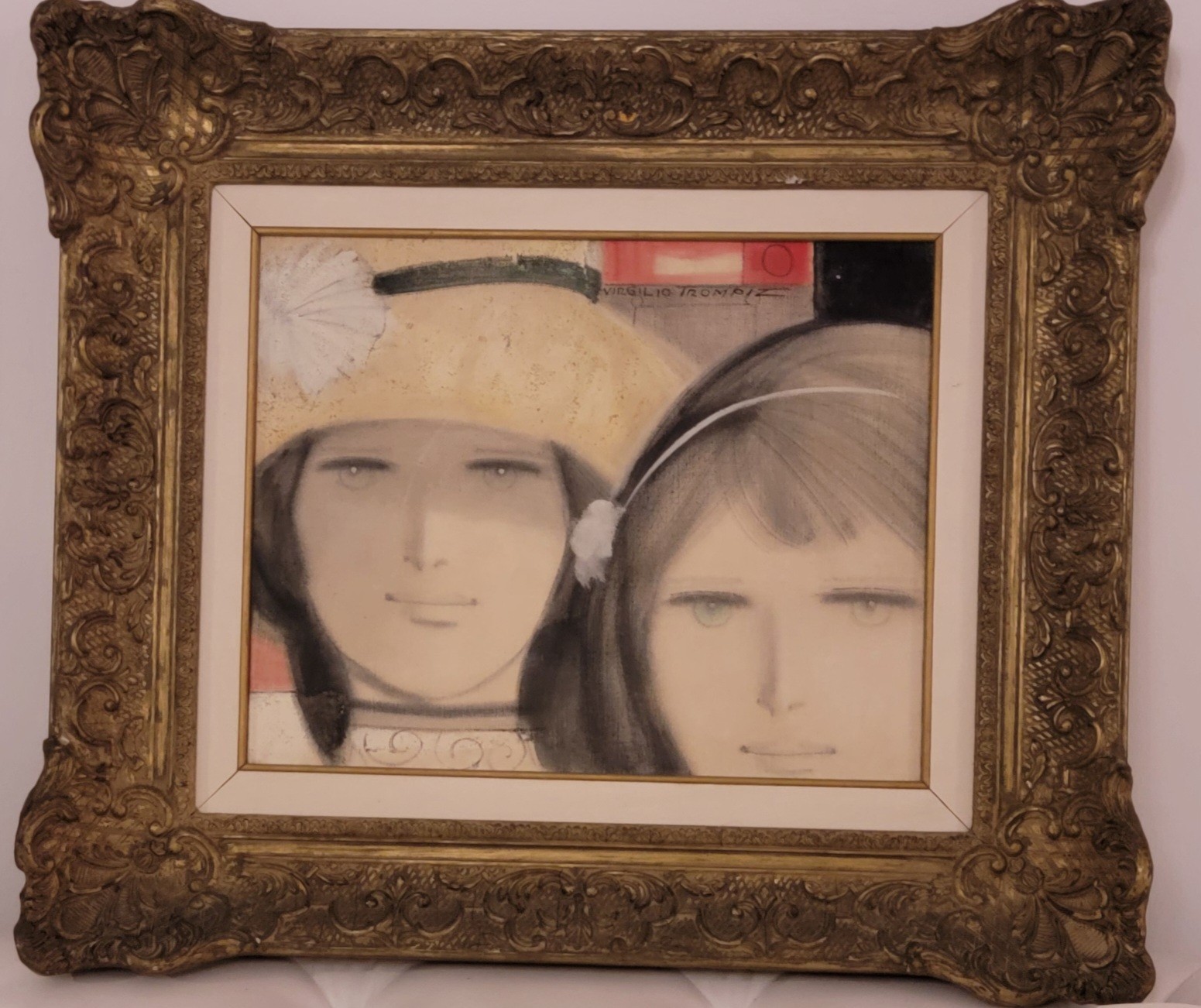 Virgilio Trompiz Framed Signed Painting on Canvas Caracas Venezuela 16 x 13 inch Virgilio Trompiz Framed Signed Painting on Canvas Caracas Venezuela 16 x 13 inch