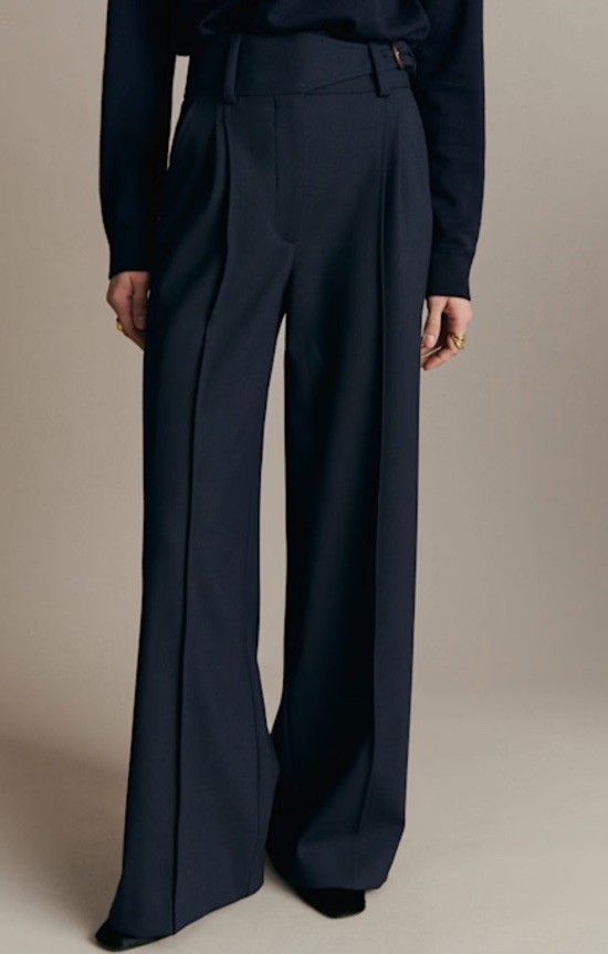 NWT Sezane Womens Navy Aldo Wide Leg Straight High Rise Trouser Pants, Size US 8 NWT Sezane Womens Navy Aldo Wide Leg Straight High Rise Trouser Pants, Size US 8