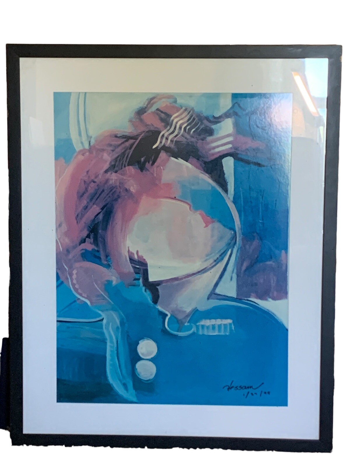 Hessam Abrishami Abstract Art Signed and Dated 29” X 36” Framed Vintage Hessam Abrishami Abstract Art Signed and Dated 29” X 36” Framed Vintage
