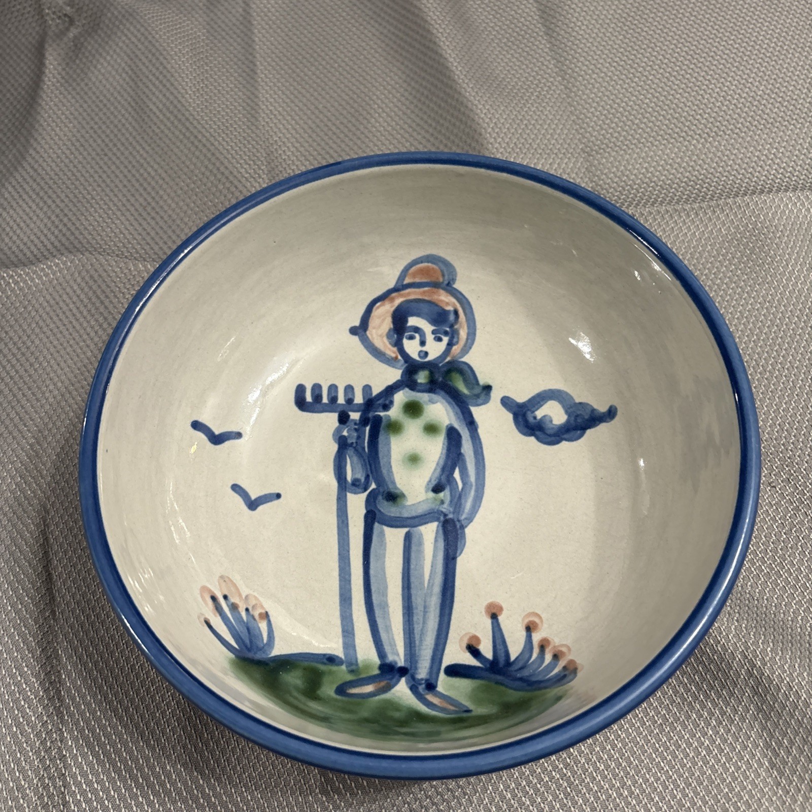 MA HADLEY  Pottery Vintage  8“ Bowl farmhouse chic farmer  art deco country