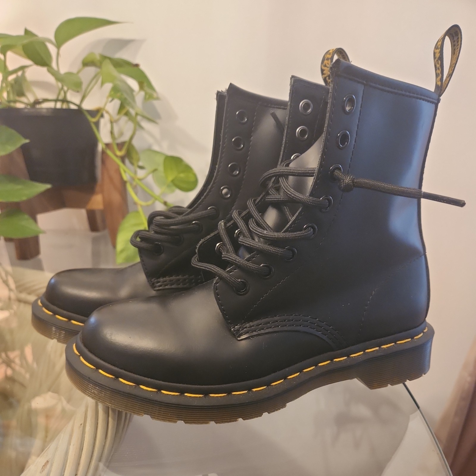 Dr. Martens 1460 Mono Smooth Leather Boots Doc Black Womens 6 US