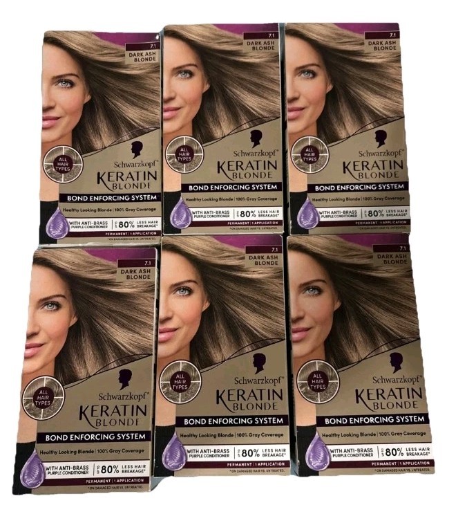 Schwarzkopf Keratin Blonde 7.1 Dark Ash Blonde Permanent Hair Color  6 Boxes
