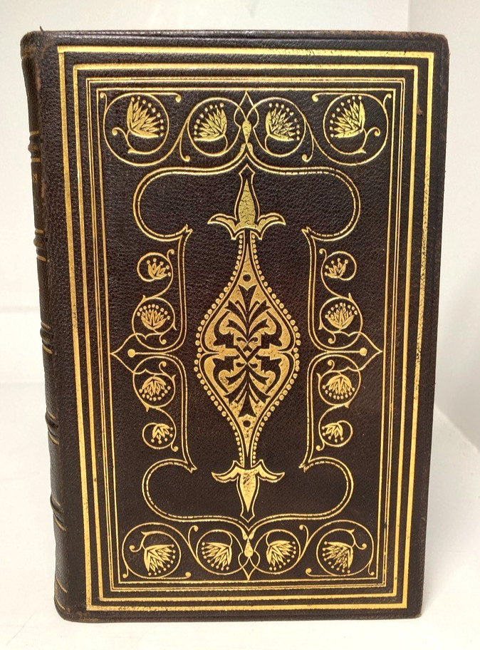 1869 LONGFELLOW Poetical Works Illustrated Full Leather Gilt Victorian Binding